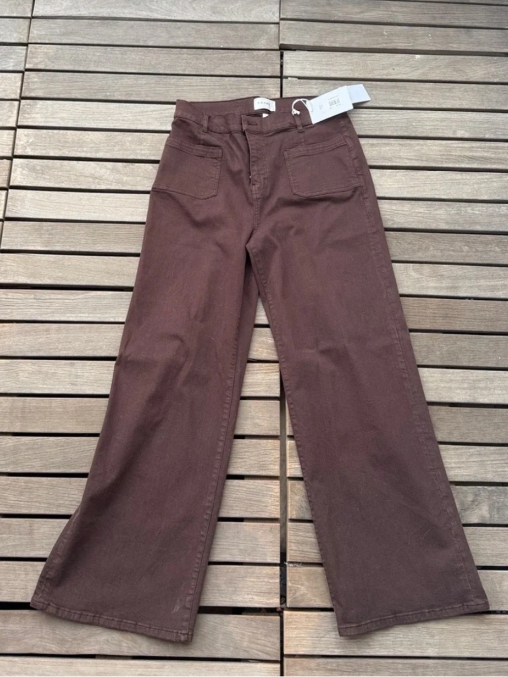 Frame Denim Wide-Leg Jeans in Deep Brown - Picture 1 of 4